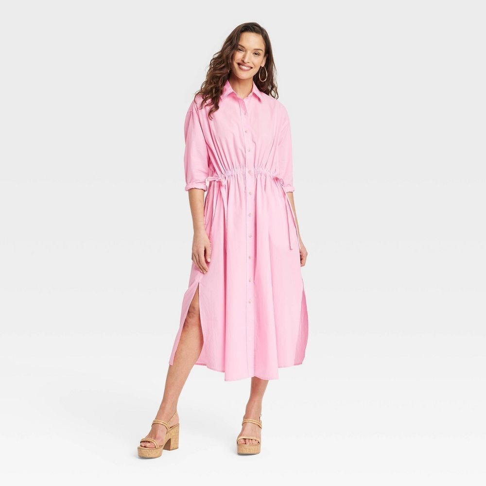 Universal Threads Size Large Pink Button-Up Dress Good Condition